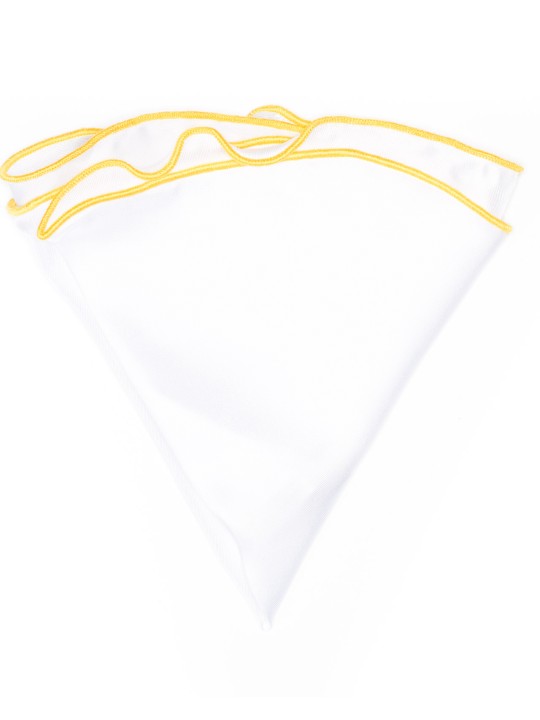 White Silk/Bright Yellow Trim Silk Pocket Circle